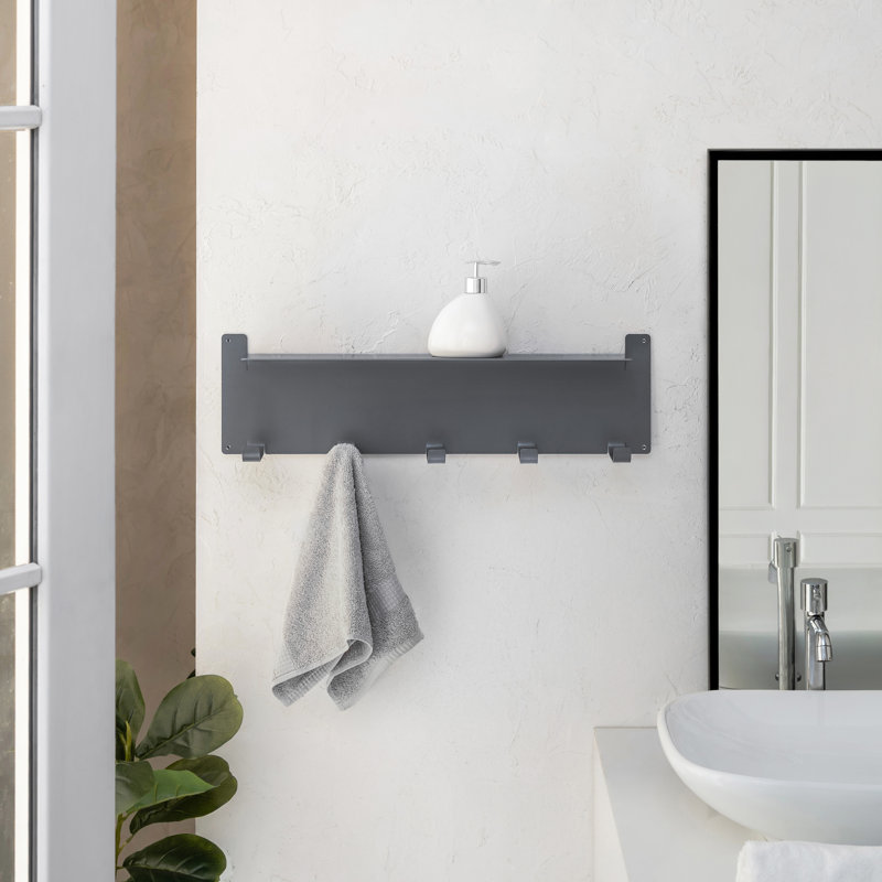 Ackworth Iron 5-Hooks Wall Mounted, Sustained Gray