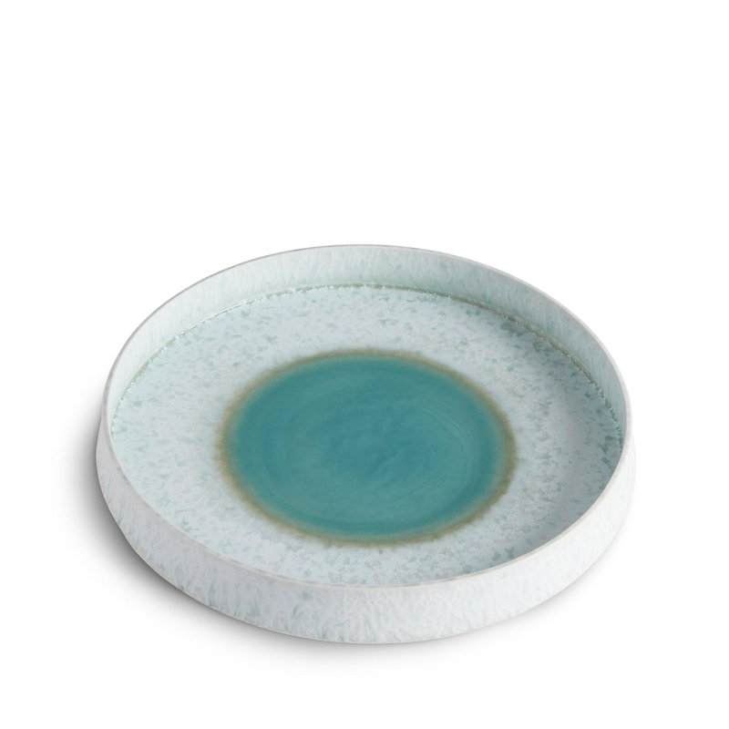 Terra Porcelain China Platter, 1.5" H x 13" W x 13" D, Seafoam