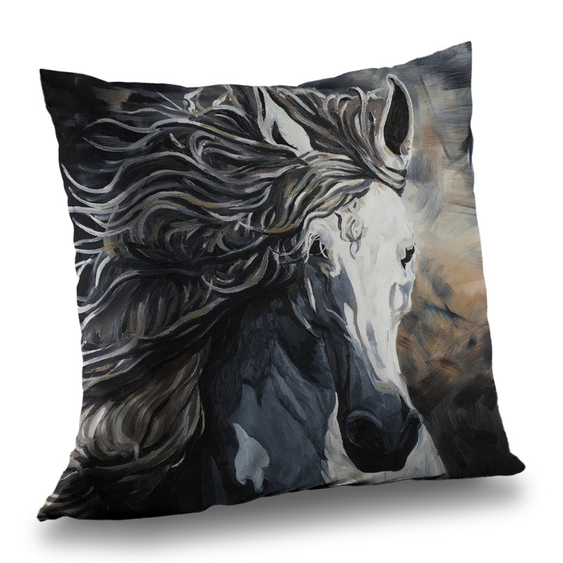 Front wild horse Rustic Farm animals – Throw Pillow Cover Only, Double-Sided Print, Insert Not Included