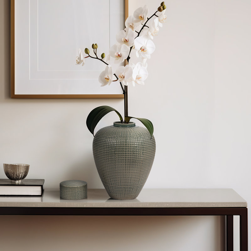 Dempsey Green Lidded Jar – Stoneware Vase for Modern Home Decor, Elegant Stoneware Color, Perfect Accent Piece