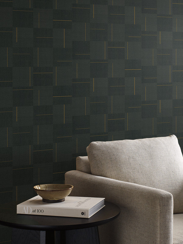 Papier peint Birpa Geo Block Weave, Noir