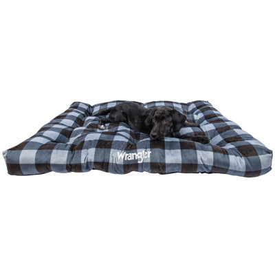 PATTERNED RECTANGLE TUFTED BED BLUE L