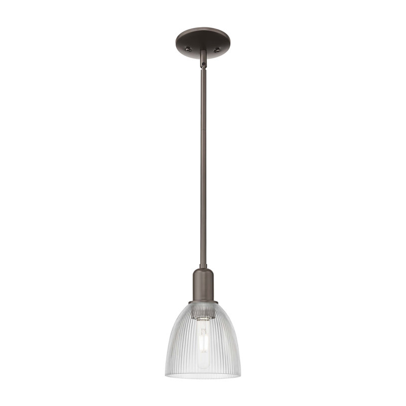 Arcadia - Laine - Mini-luminaire suspendu avec tige 6 po 1 lumière, Bronze frotté à l'huile, Clair
