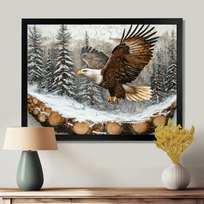 Aigle, esprit du vent dans la forêt hivernale IV - Aigle, art mural