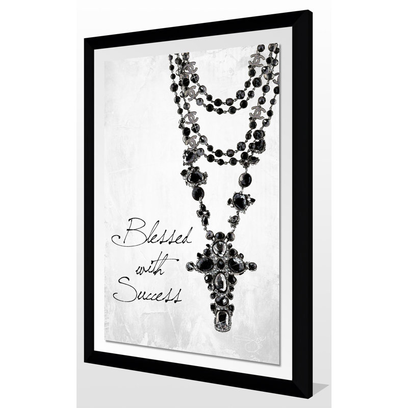 «Blessed with Success», art textuel, Cadre noir, H 39,5 po x l 27,5 po x P 0,75 po