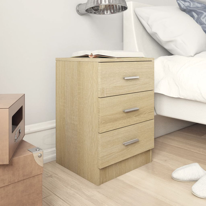 Julieanna Bedside Cabinet 38x35x56 cm Engineered Wood, Sonoma Oak, Set of 2