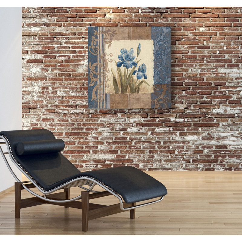 « blue iris scroll », peinture sur toile tendue, H 24 po x l 24 po x P 1,5 po