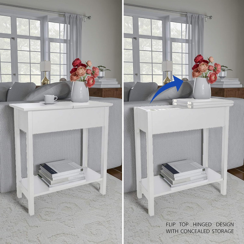 Modern Flip Top Console Table Set With Hidden Storage Compartment And Lower Shelf For Living Room Or Bedroom