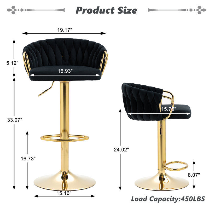 Tabouret de bar Christal, Noir