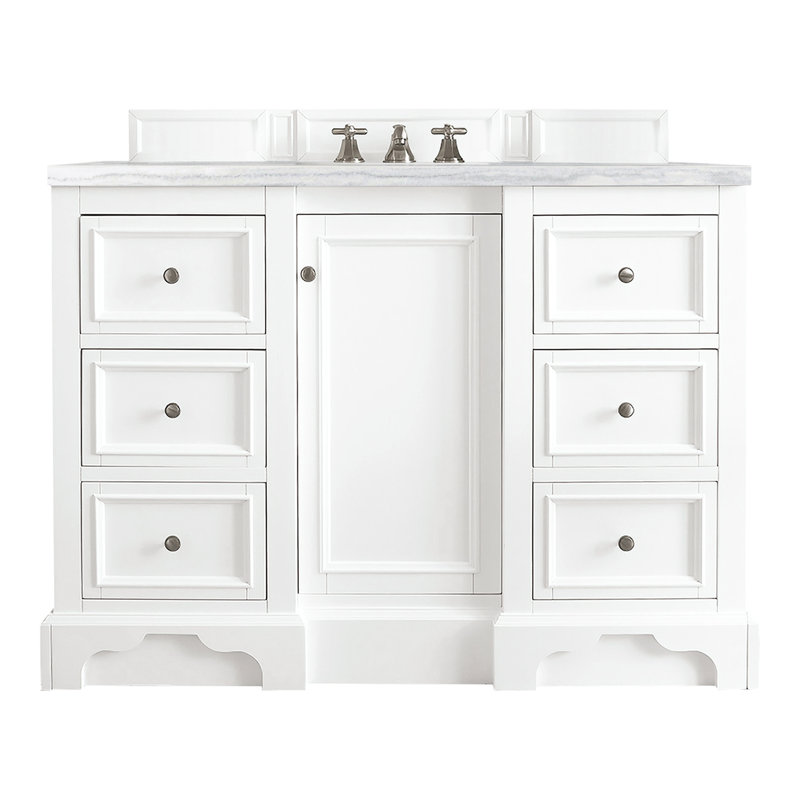 De Soto 48'' W Single Vanity, Bright White, Cala Blue Quartz, 8" Widespread