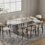 Table à manger moderne en pierre frittée avec base en métal gris (70,9 po)-1709275081-1709275080