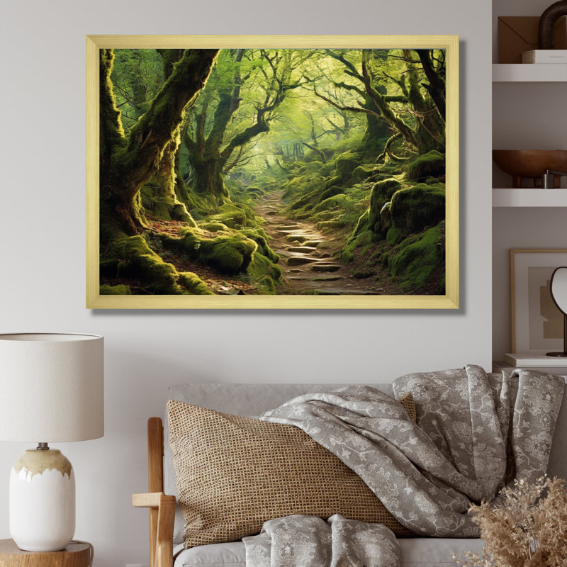 Woodland Serenity - Art mural forêt, Cadre doré à une seule photo, H 34 po x l 44 po x P 1,5 po