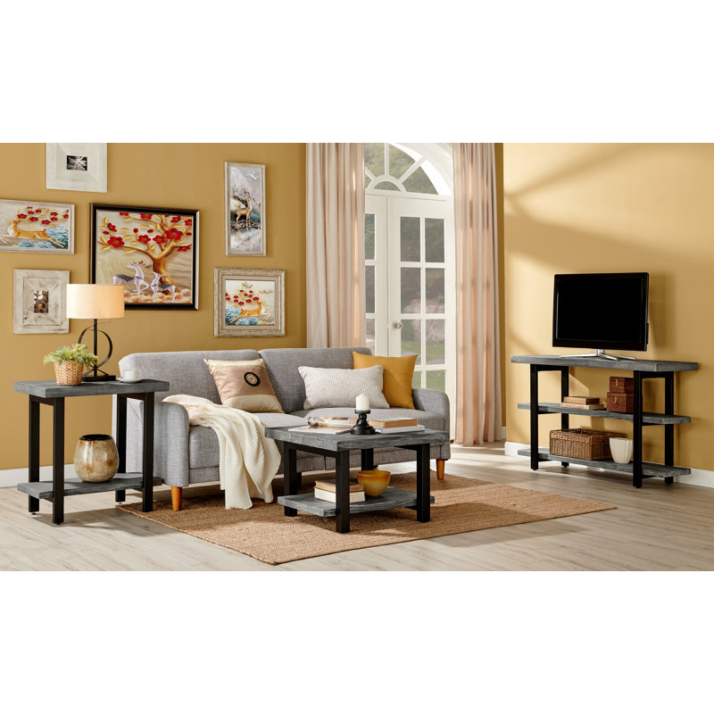 Four Leg Coffee Table with Storage, Slate Grey