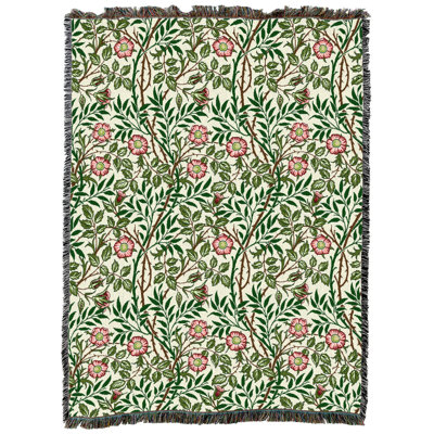Couverture Pure Country Weavers William Morris Sweetbriar XL - Arts & Crafts - Jeté en tapisserie tissée en coton - Fabriqué aux États-Unis (82x62)