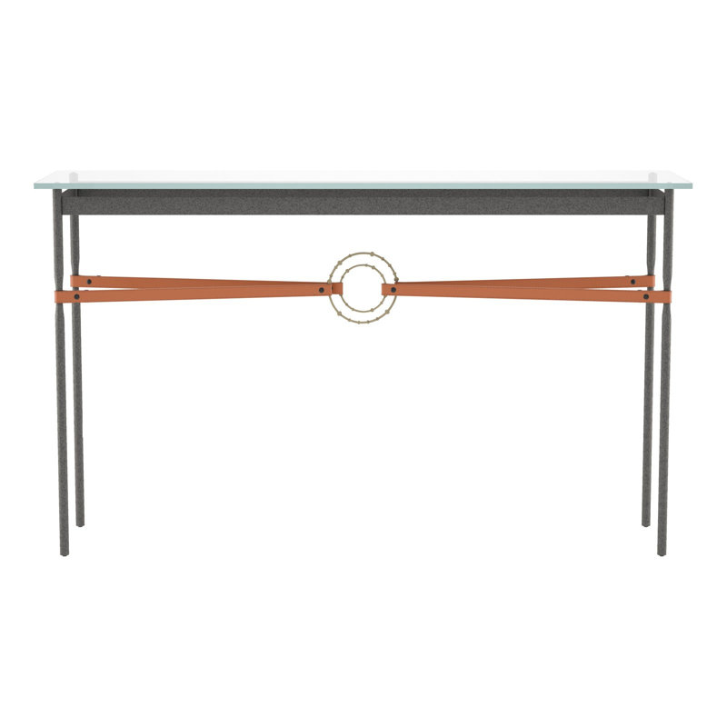 Console Equus, Fer naturel, Cuir châtaignier, Or doux