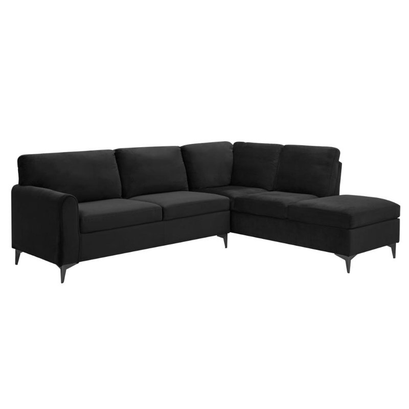 Evelyn 4 Seater Corner Sofa , Right Hand Facing, Black