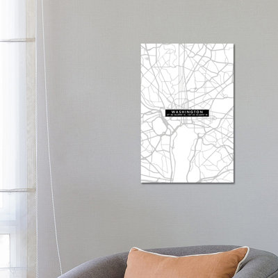 Washington Citymapminimal - Wrapped Canvas Print
