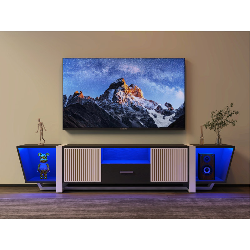 LED TV Stand With Remote Control And Multiple Modes Changing Lights, Minimalist TV Stand For Home