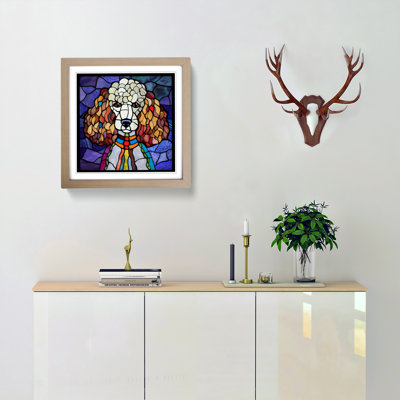 Poodle Stained Glass Effect - Single Picture Frame Print on Wood