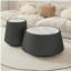 Table basse moderne en cuir fritté clair en forme de tasse en cuir pour meuble de salon (chaque plateau possède un motif gris unique)-905745564