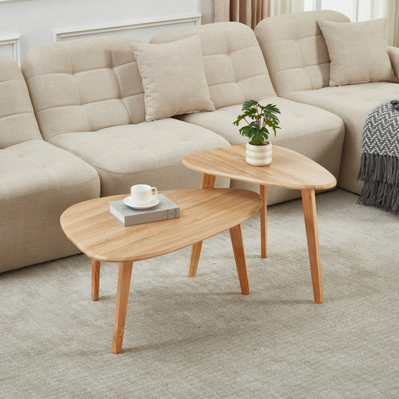 Nesting Coffee Table Set of 2,Wood Center Table for Living Room, Lounge Area, or Office, Natural