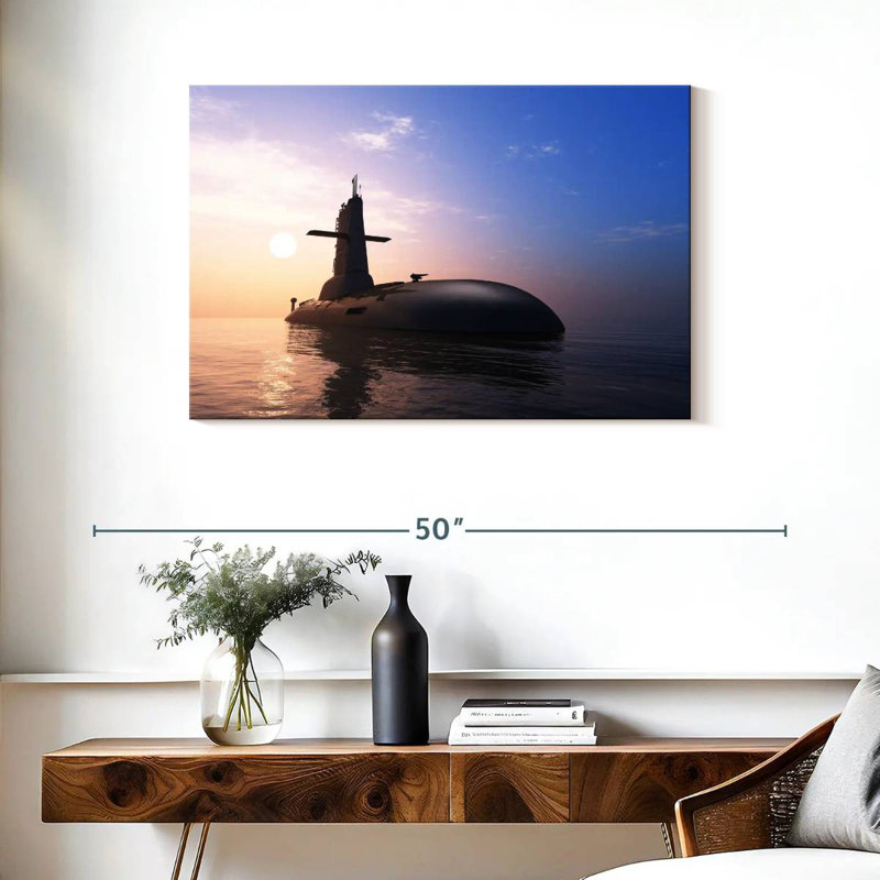 Submarine At Sea, 24" H x 36" W