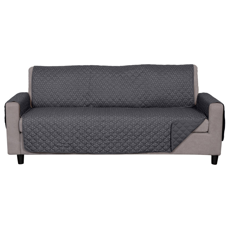 Gray Polyester Water-Resistant Reversible Sofa Cover Protector