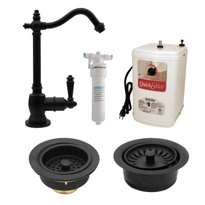 Victorian 9" 1-Handle Hot Water Dispenser Faucet with Filter, Kitchen Sink Drain & Disposal Trim
