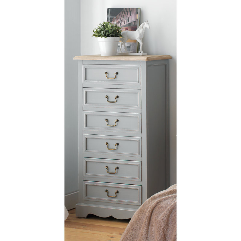 Alison Solid Wood 56cm W 6 - Drawer Chest of Drawers