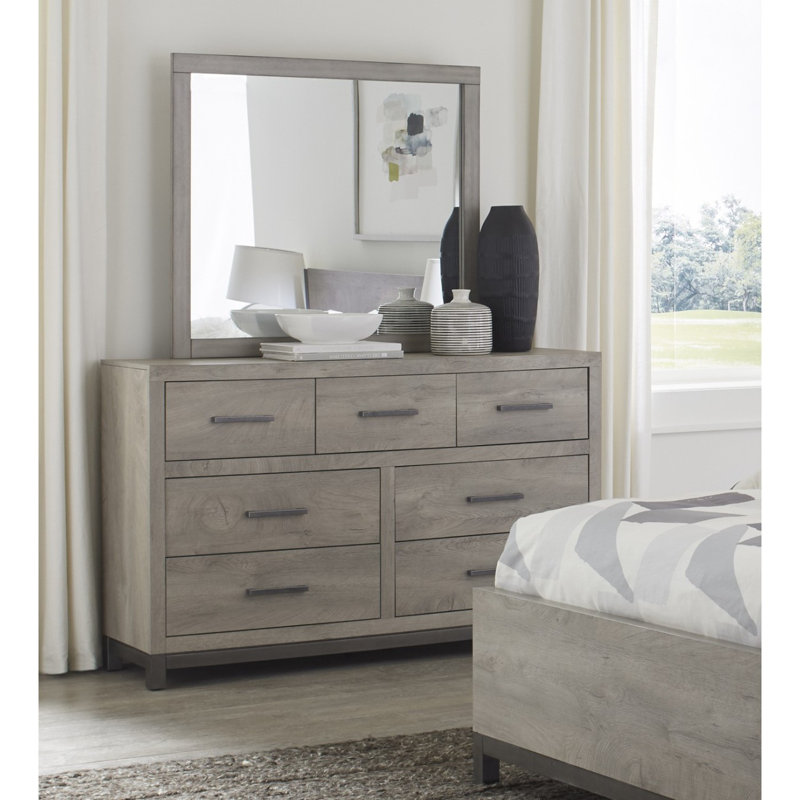 Commode 7 tiroirs avec quincaillerie de bar en métal pour la chambre à coucher