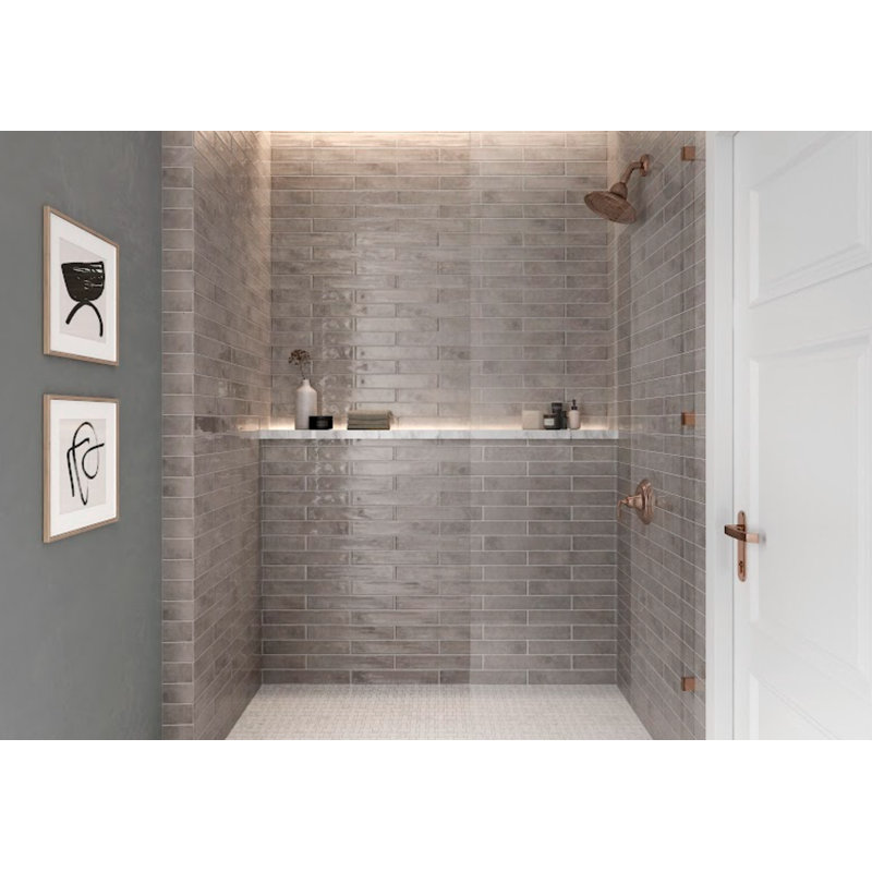 Zellige 2X16 Ceramic Wall Tile, Gray