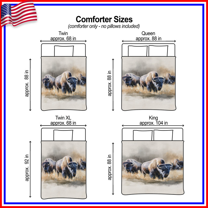Bison In Grassland Comforter, Twin Extra Long
