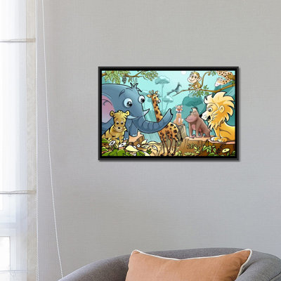 Palacios, «Jungle caricature animaux enfants», impression sur toile non encadrée