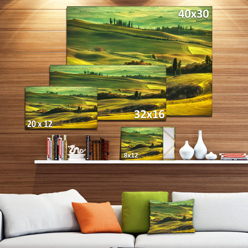 «Green Rolling Hills on Misty Sunset», reproduction de photo sur toile tendue, H 8 po x l 12 po x P 1 po