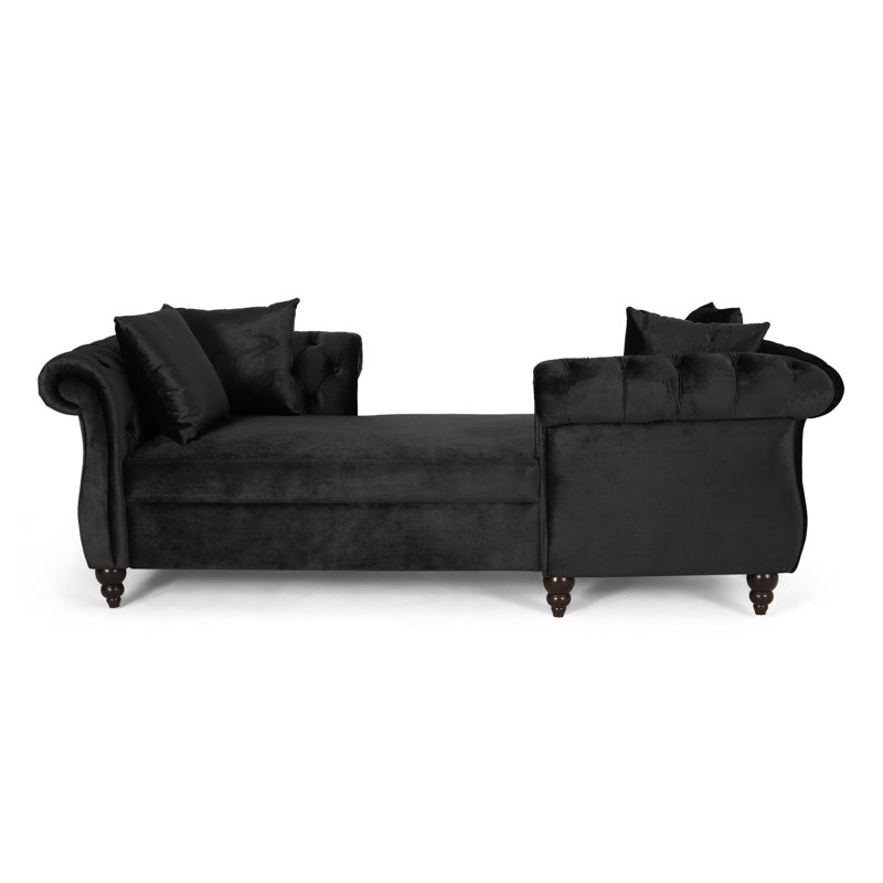 Chaise longue capitonnée à deux accoudoirs, Noir