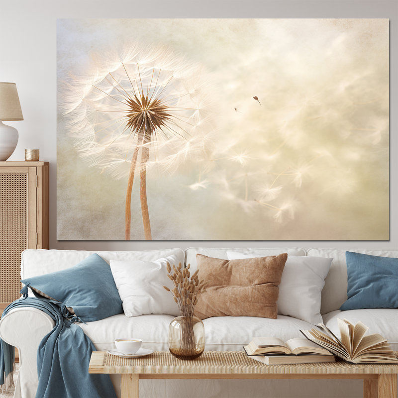 Pissenlit blanc, impression romantique IV - art mural floral, salon