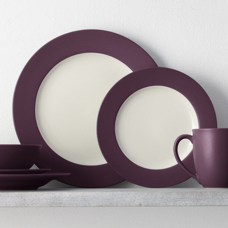 Noritake Colorwave 16-Piece Rim Dinnerware Set, Service for 4, Burgundy