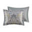 Édredon très grand 100% coton gris avec coussins décoratifs 6 pièces pour lit, texture douce-121394250