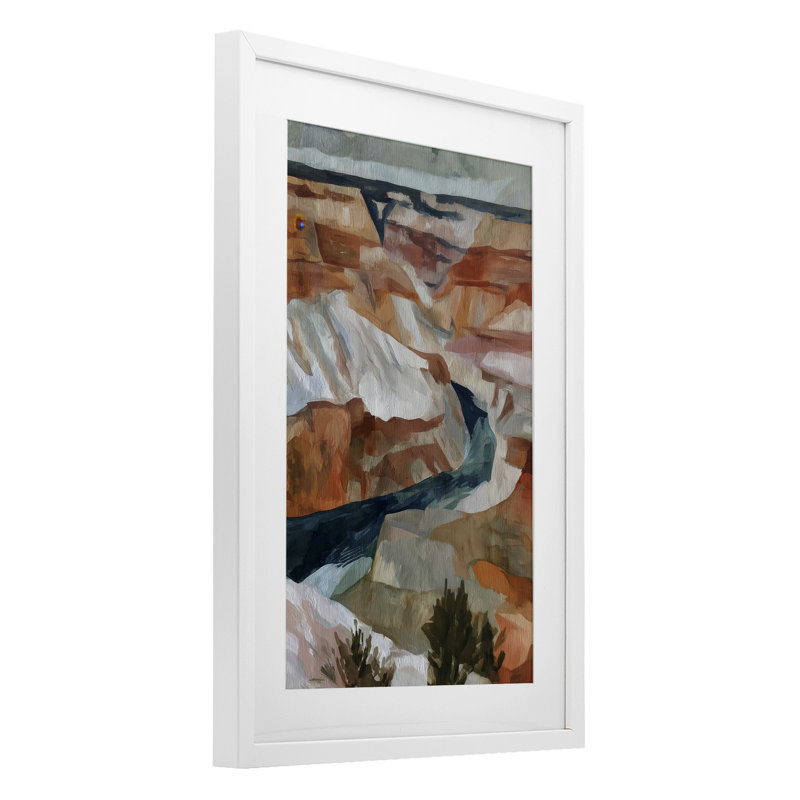 Impression encadrée sous verre Canyon Textures Impression par Glass, 23 x 17, Bord de mer blanc sous verre encadré