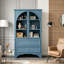 Armoire de rangement vitrée à porte en verre 52,17 "avec 2 tiroirs et tablette réglable, espace de rangement spacieux-1511318910