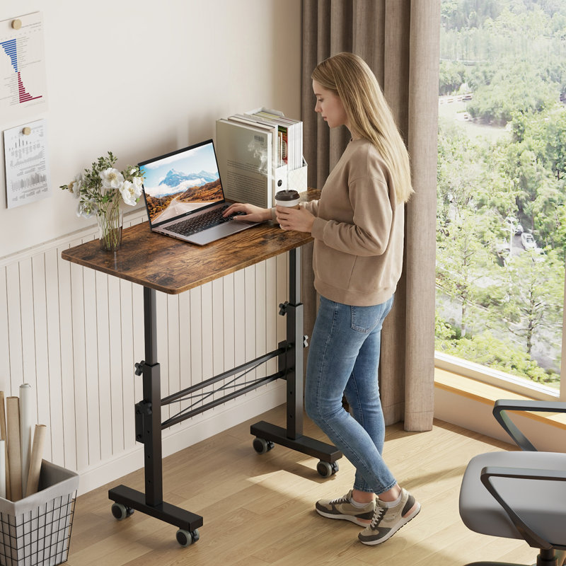 Bureau à hauteur réglable de 31,5 po avec roulettes verrouillables