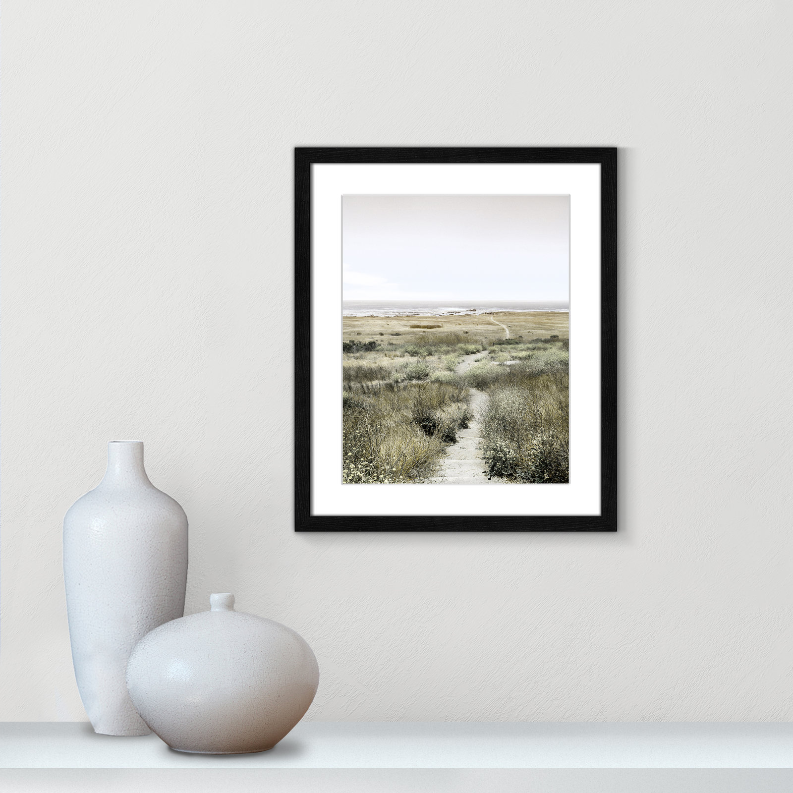 Toscani "Footpath to Paradise" Print, Black Wood Grain, 16 W x 19 H x 0.75 D