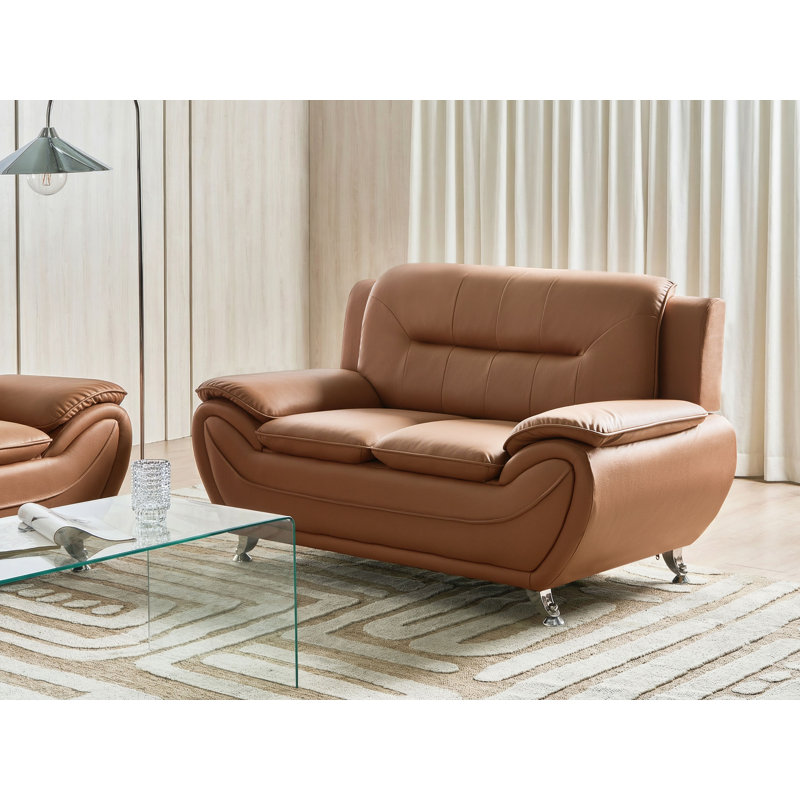 Leira 3 - Piece Faux Leather Living Room Set, Brown
