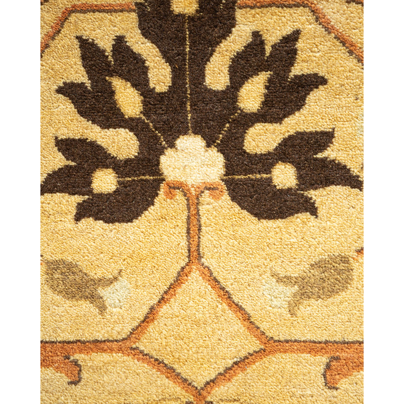 One-of-a-Kind 9' 1" X 12' 1" 2000s Wool Area Rug in Yellow