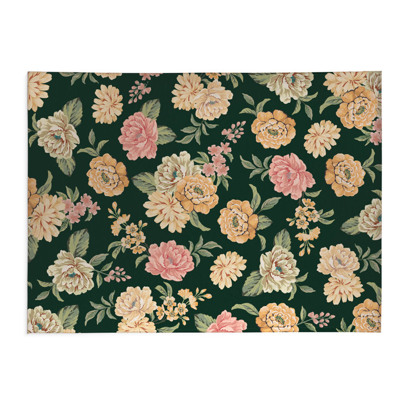 Tapis de cuisine léger Catherine, Rectangulaire 3 pi x 5 pi, Vert profond