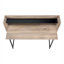 Bureau d'ordinateur contemporain avec tablette à huche et gestion des câbles, panneau de particules beige neutre et acier noir, 47 pouces