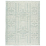 Cirus Hand Knotted Geometric Blue/ Ivory Area Rug (6''X9'')