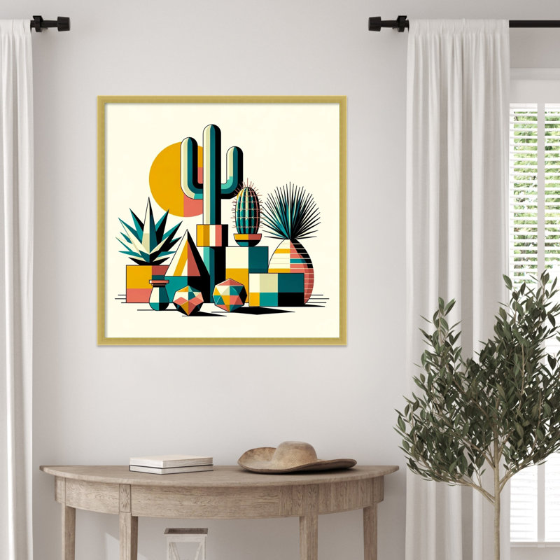 Reproduction d'art encadrée «Succulents in Cubist Vases» par Crawfordsville Wood, H 25 po x l 25 po