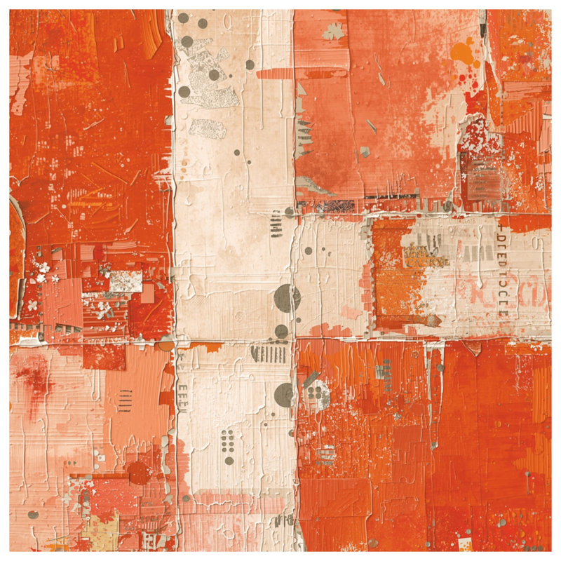 Couvertures abstraites orange et beige, L 50 po x H 60 po