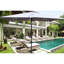 Parasol rectangulaire 10X6.5Ft avec éclairage solaire. Protection contre la décoloration, manivelle et système d'inclinaison facile